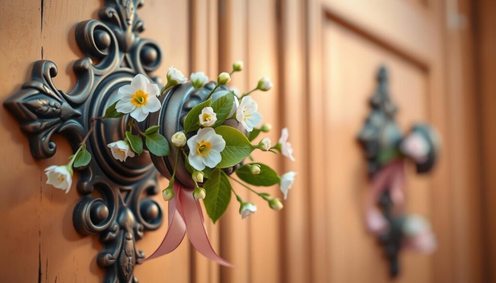 door hardware with spring decor